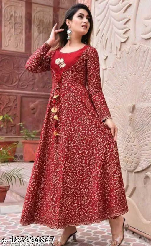 Jaipuri Rayon Anarkali Kurti for Women – Printed Long Kurta.avif