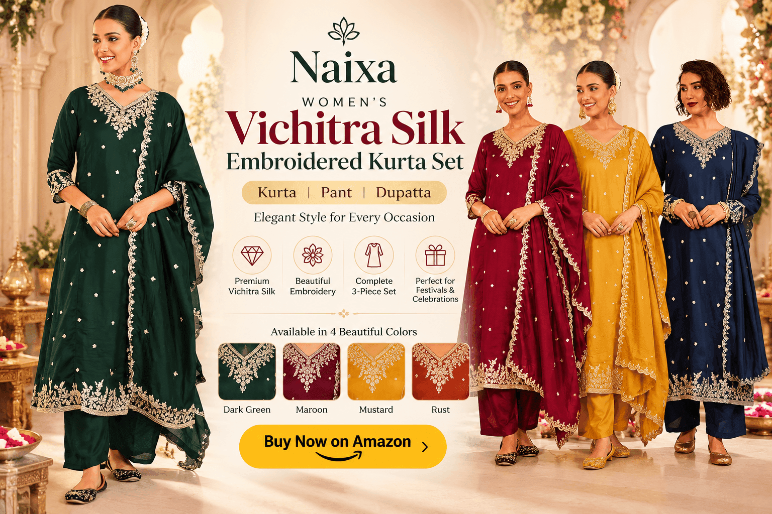 Naixa Women's Vichitra Silk Embroidered Kurta Set Review & Styling Guide.png