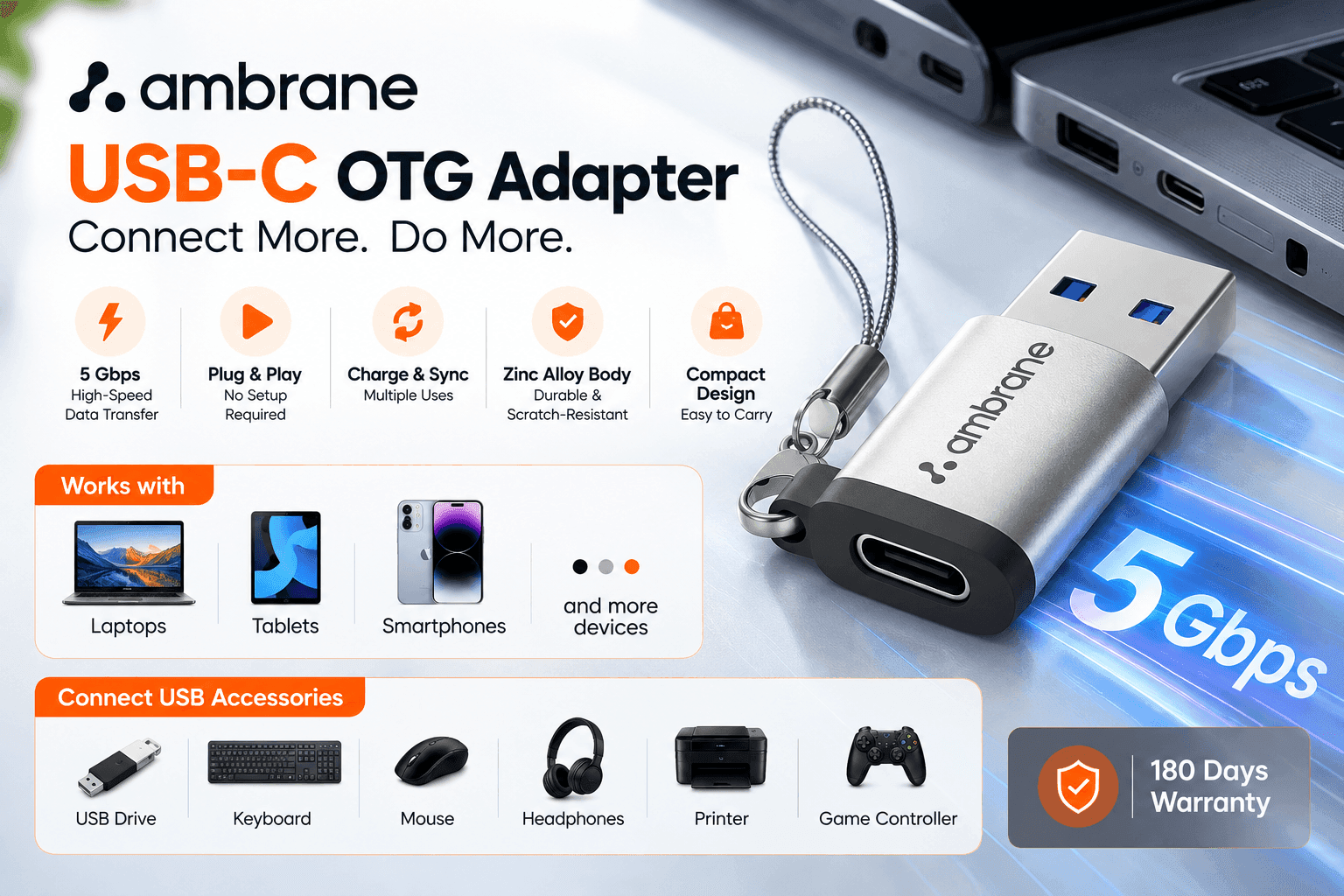 Ambrane USB-C OTG Adapter – 5 Gbps Speed Ambrane USB-C OTG Adapter – 5 Gbps Speed.png