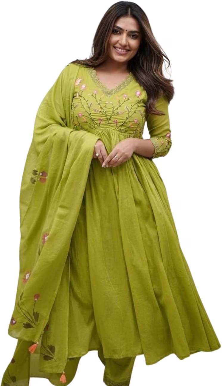 Colour and Code Women's Mehendi Cotton Anarkali Kurti Set with Pant & Dupatta colour-and-code-women-s-mehendi-cotton-anarkali-kurti-set-with-pant-and-dupatta.avif